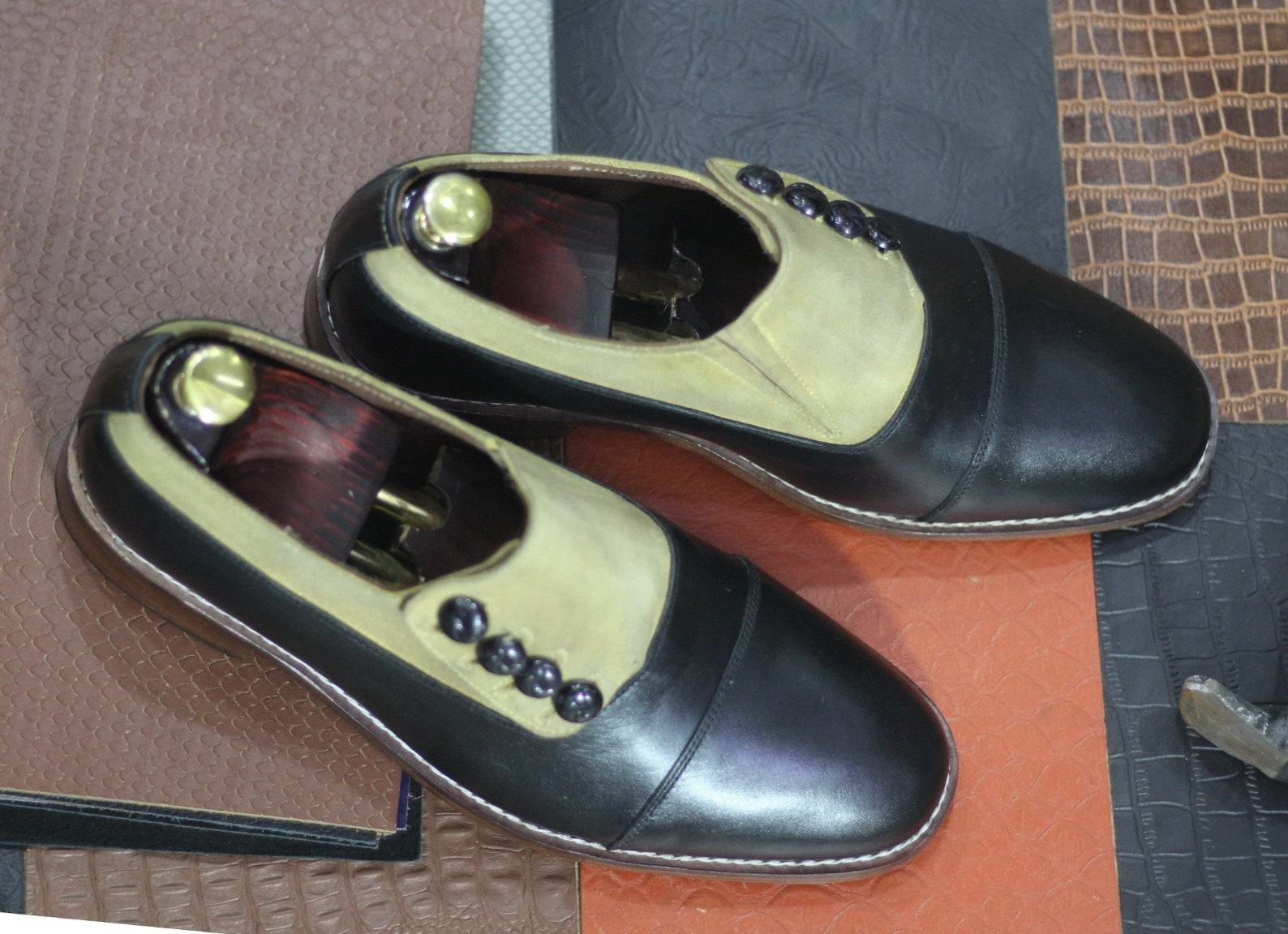 Handcrafted Two-Tone Cap Toe Shoes – Artisan Leather Dress Shoes for Men - Image 4