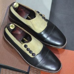Handcrafted Two-Tone Cap Toe Shoes – Artisan Leather Dress Shoes for Men