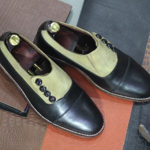 Handcrafted Two-Tone Cap Toe Shoes – Artisan Leather Dress Shoes for Men