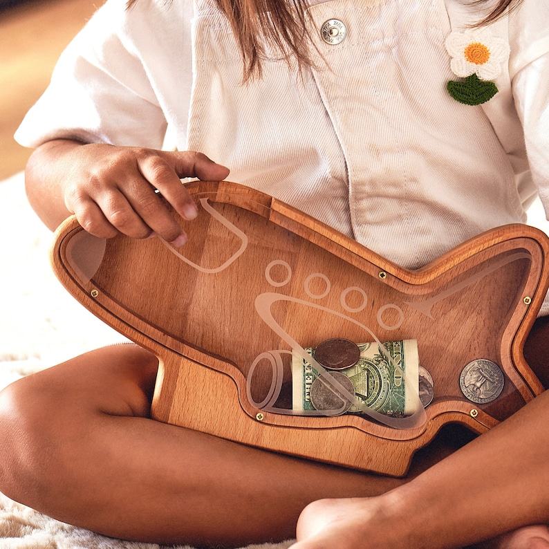 Handcrafted Wooden Plane Piggy Bank A Unique and Personalized Item for Special Occasions