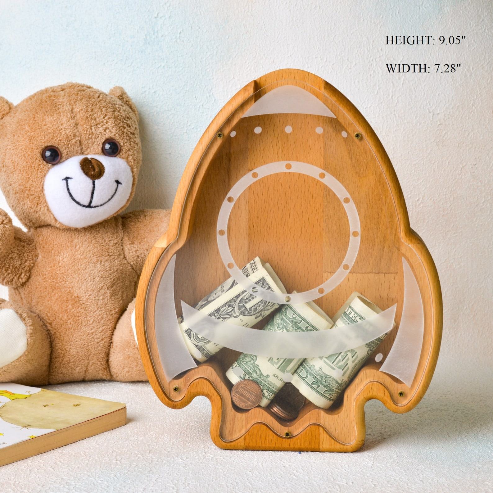 Handcrafted Wooden Plane Piggy Bank A Unique and Personalized Item for Special Occasions