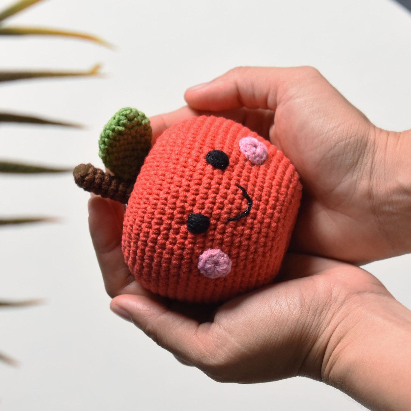 Handmade Amigurumi Apple Toy with Jingle Bell A Delightful Plush for Babies