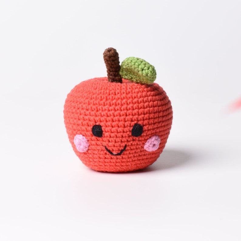 Handmade Amigurumi Apple Toy with Jingle Bell A Delightful Plush for Babies