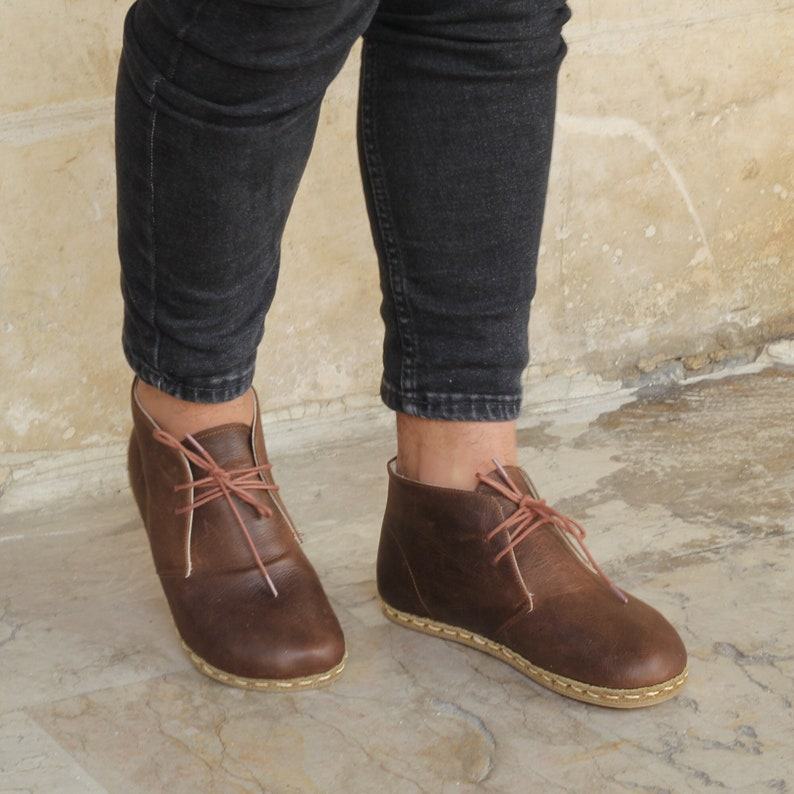 Handmade Barefoot Boots for Men Classic Crazy Brown