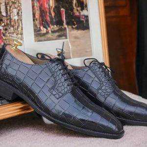 Handmade Black Leather Derby Shoes – Men’s Dress & Party Lace-Ups