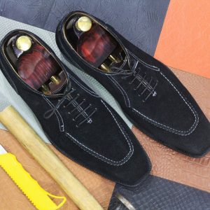 Handmade Black Suede Dress Shoes for Men – Formal Lace-Up Oxfords