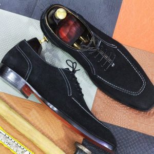 Handmade Black Suede Dress Shoes for Men – Formal Lace-Up Oxfords