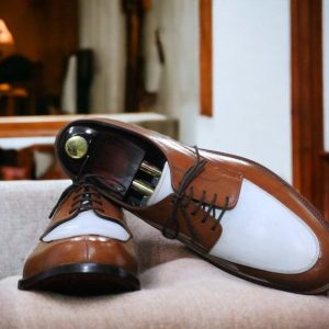 Handmade Blue & White Leather Loafers for Men | Formal & Casual Slip-Ons