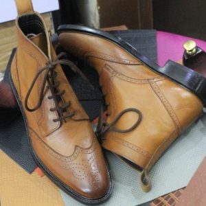 Handmade Brown Leather Wingtip Boots – Men’s Brogue Ankle Boots