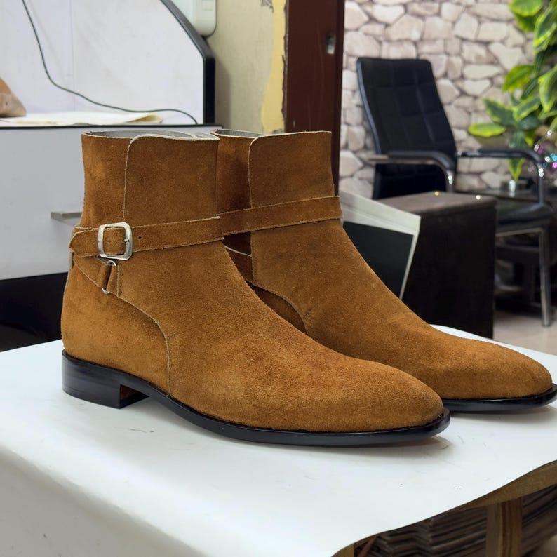Handmade Brown Suede Jodhpur Boots – Bespoke Luxury Ankle Boots for Men