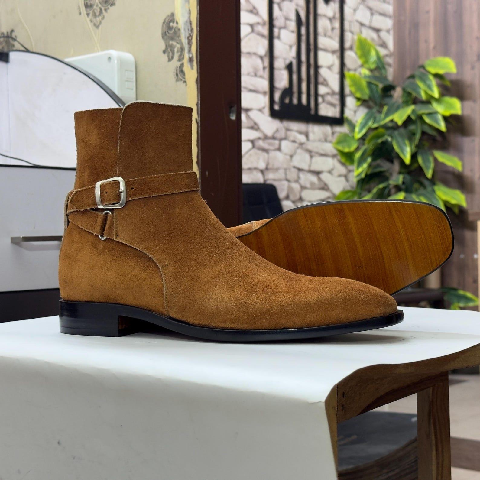Handmade Brown Suede Jodhpur Boots – Bespoke Luxury Ankle Boots for Men