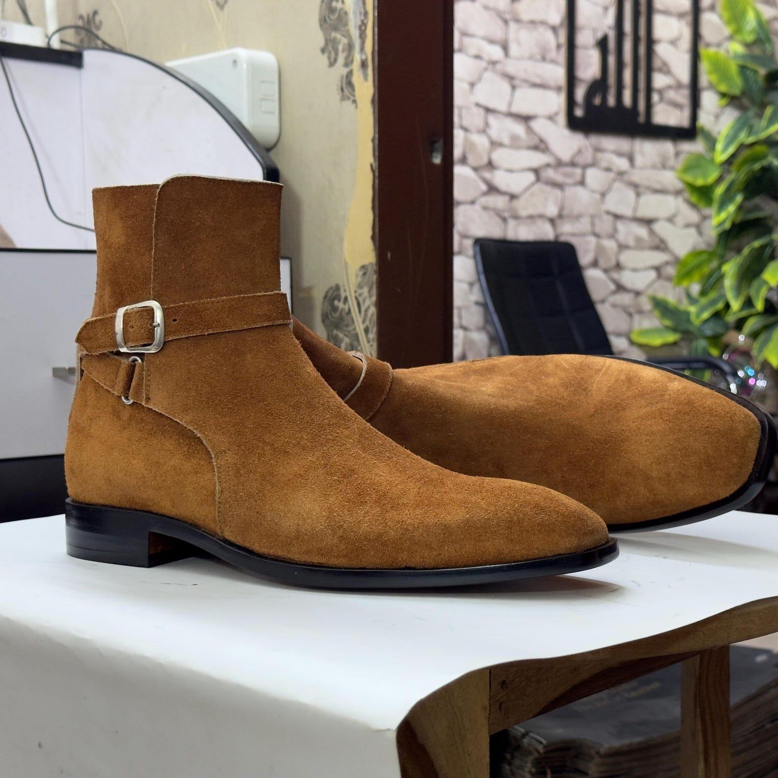Handmade Brown Suede Jodhpur Boots – Bespoke Luxury Ankle Boots for Men
