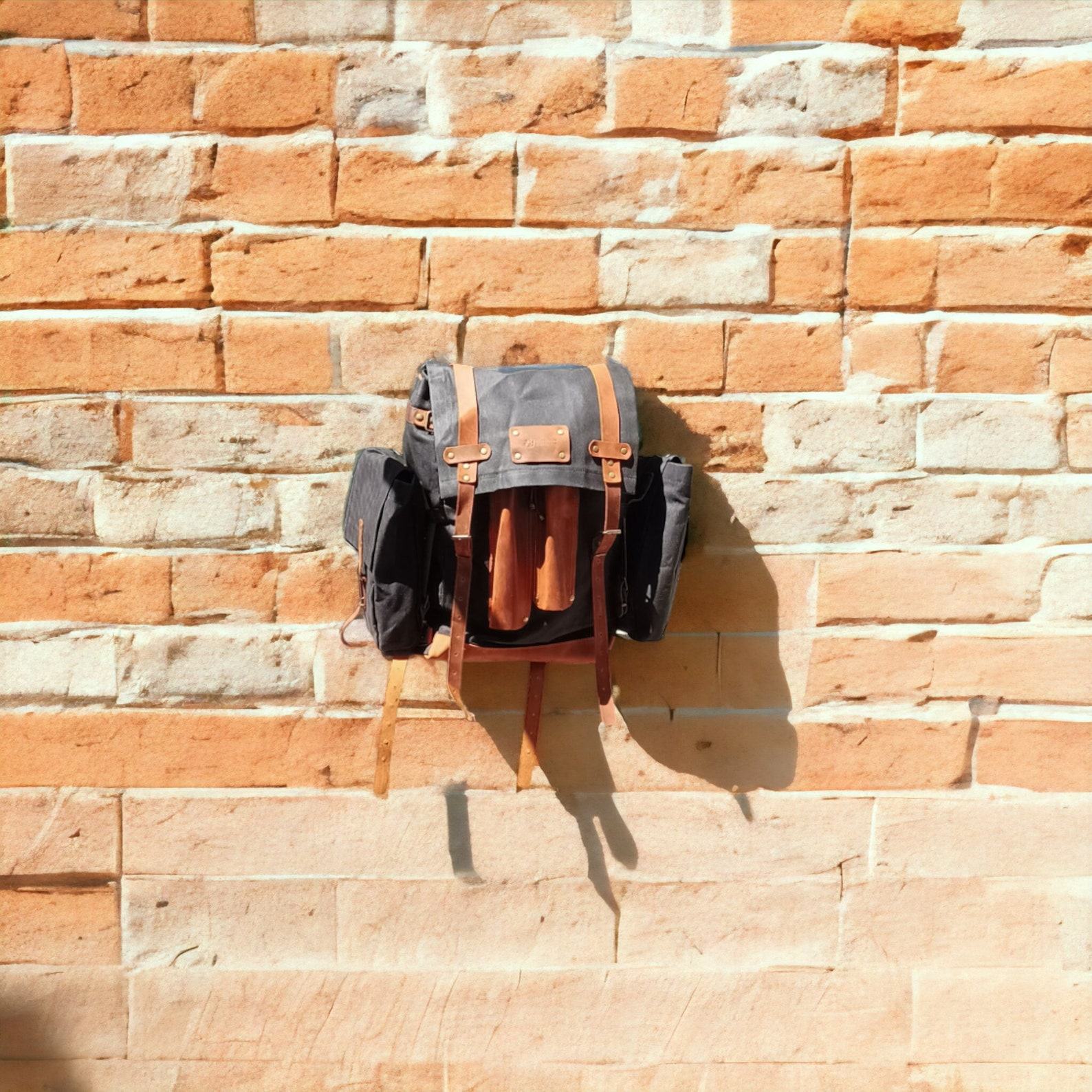 Handmade Bushcraft Backpack Your Ultimate Outdoor Companion with Detachable Pockets and Axe/Tripod Holder