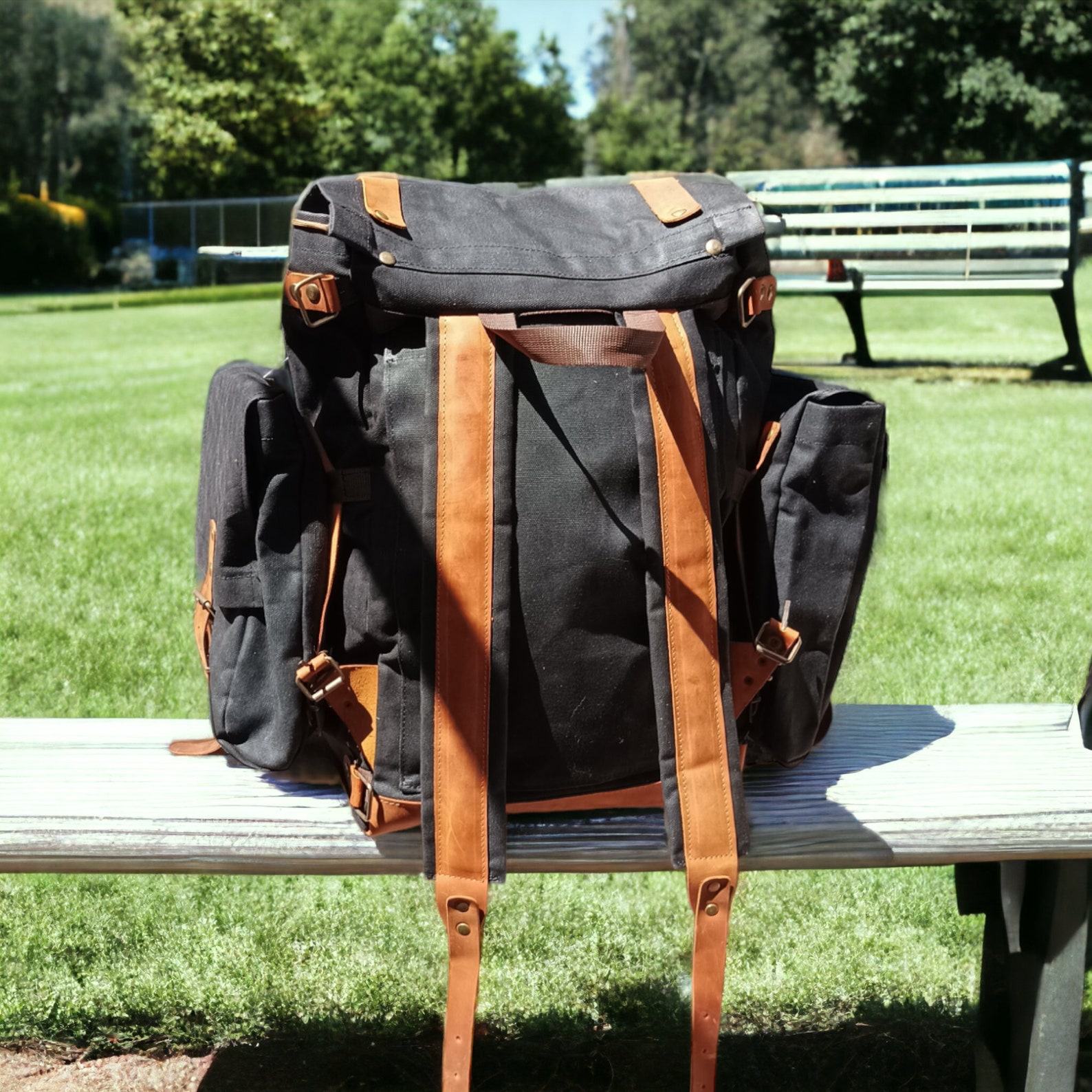 Handmade Bushcraft Backpack Your Ultimate Outdoor Companion with Detachable Pockets and Axe/Tripod Holder