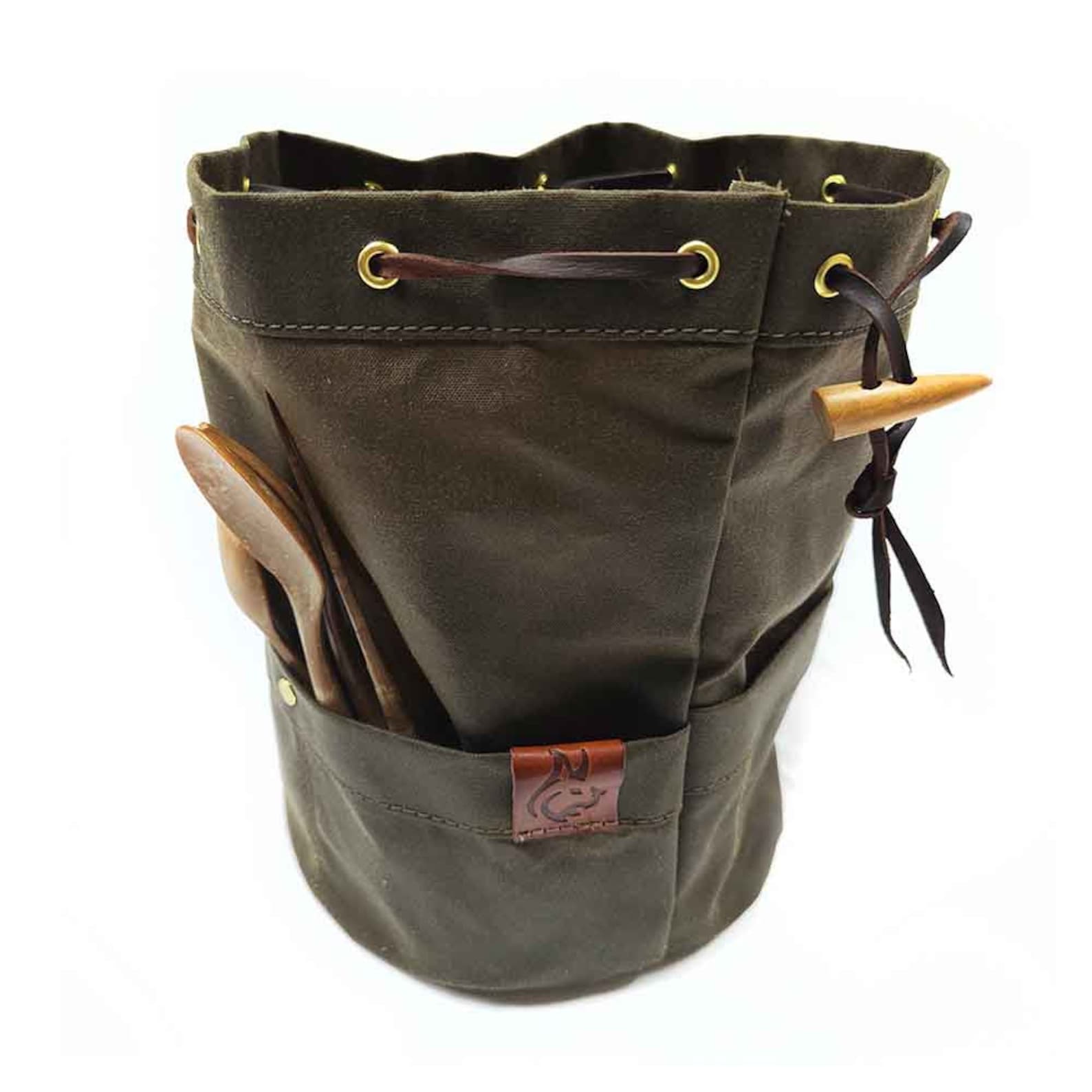 Handmade Bushcraft Bag Oilskin/Waxed Canvas for Cook Set, Camping Gear, and Outdoor Bushpot