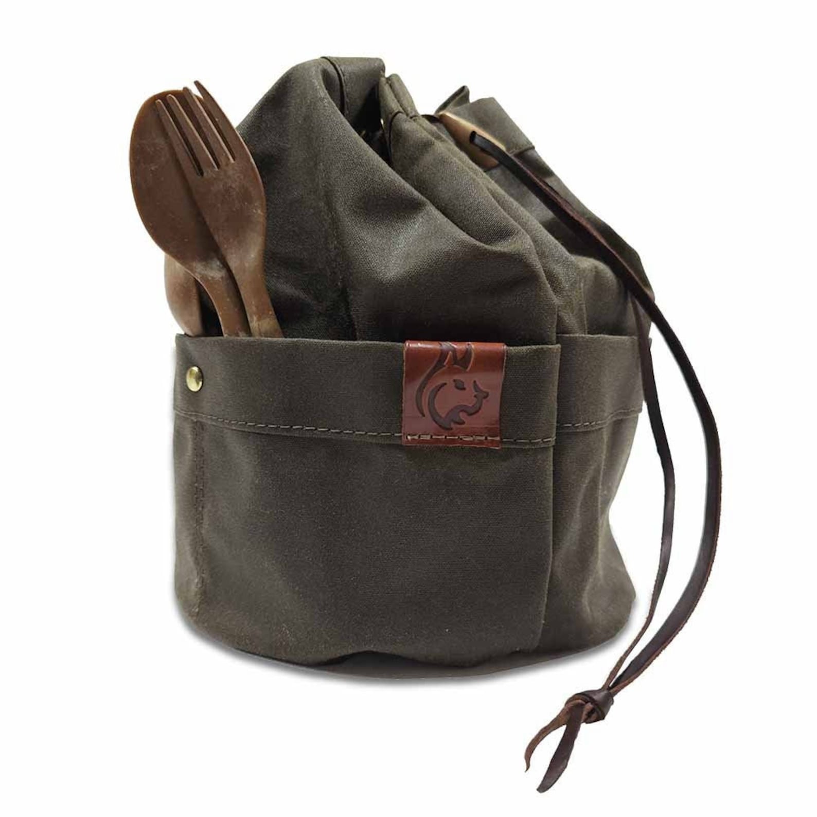Handmade Bushcraft Bag Oilskin/Waxed Canvas for Cook Set, Camping Gear, and Outdoor Bushpot