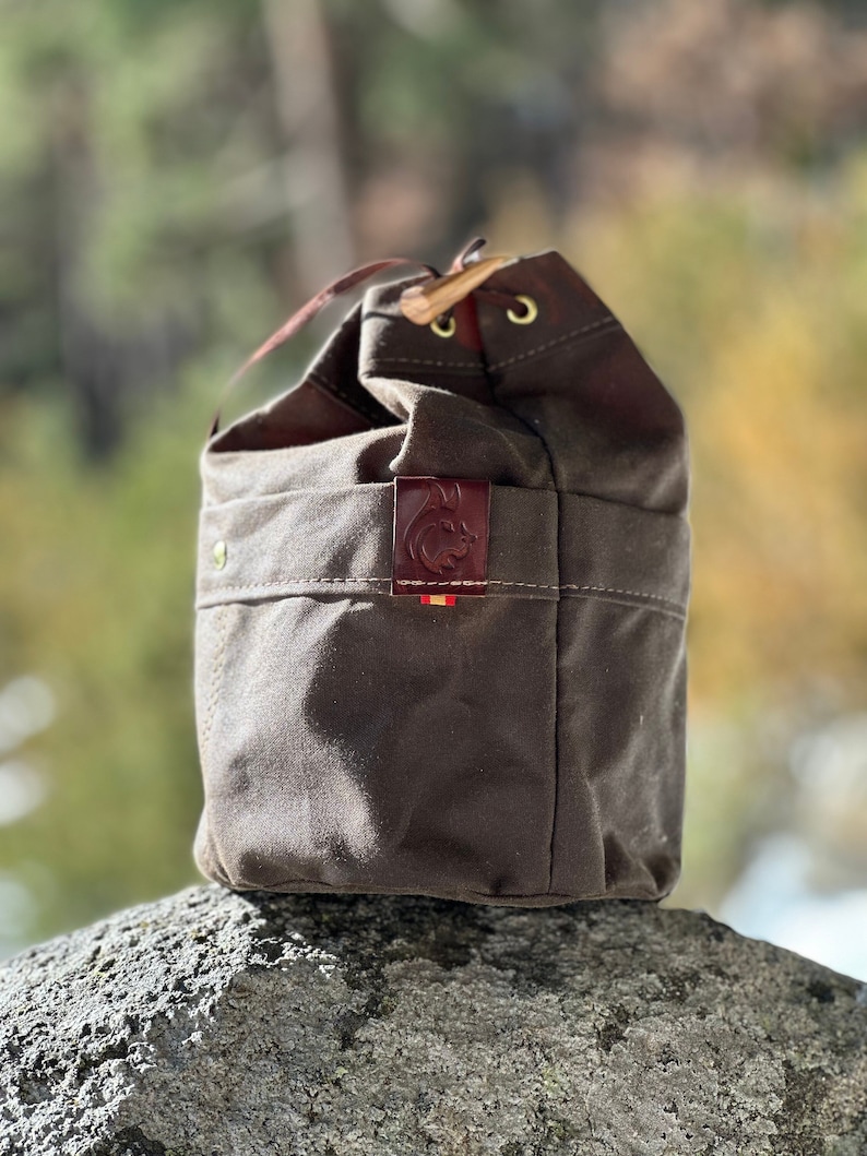 Handmade Bushcraft Bag Oilskin/Waxed Canvas for Cook Set, Camping Gear, and Outdoor Bushpot