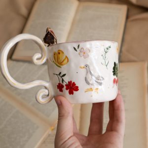 Handmade Ceramic Mug with Village Scene A Touch of Rustic Charm for Your Morning Brew