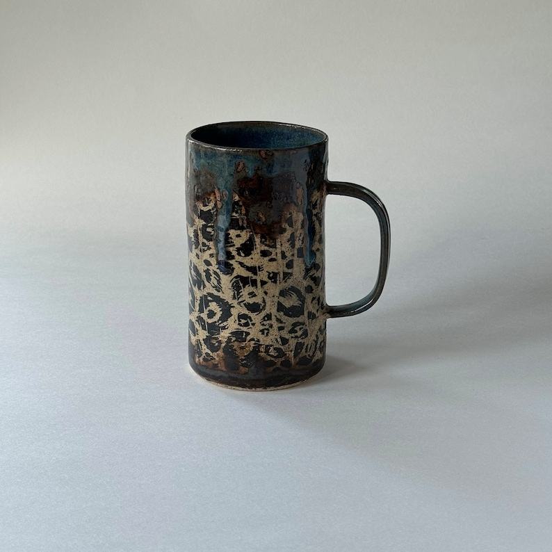Handmade Cheetah Print Ceramic Mug with Glaze Drip Design Unleash Your Wild Side