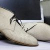 Handmade Cream Python Chukka Boots – Men’s Leather Lace-Up Dress Boots