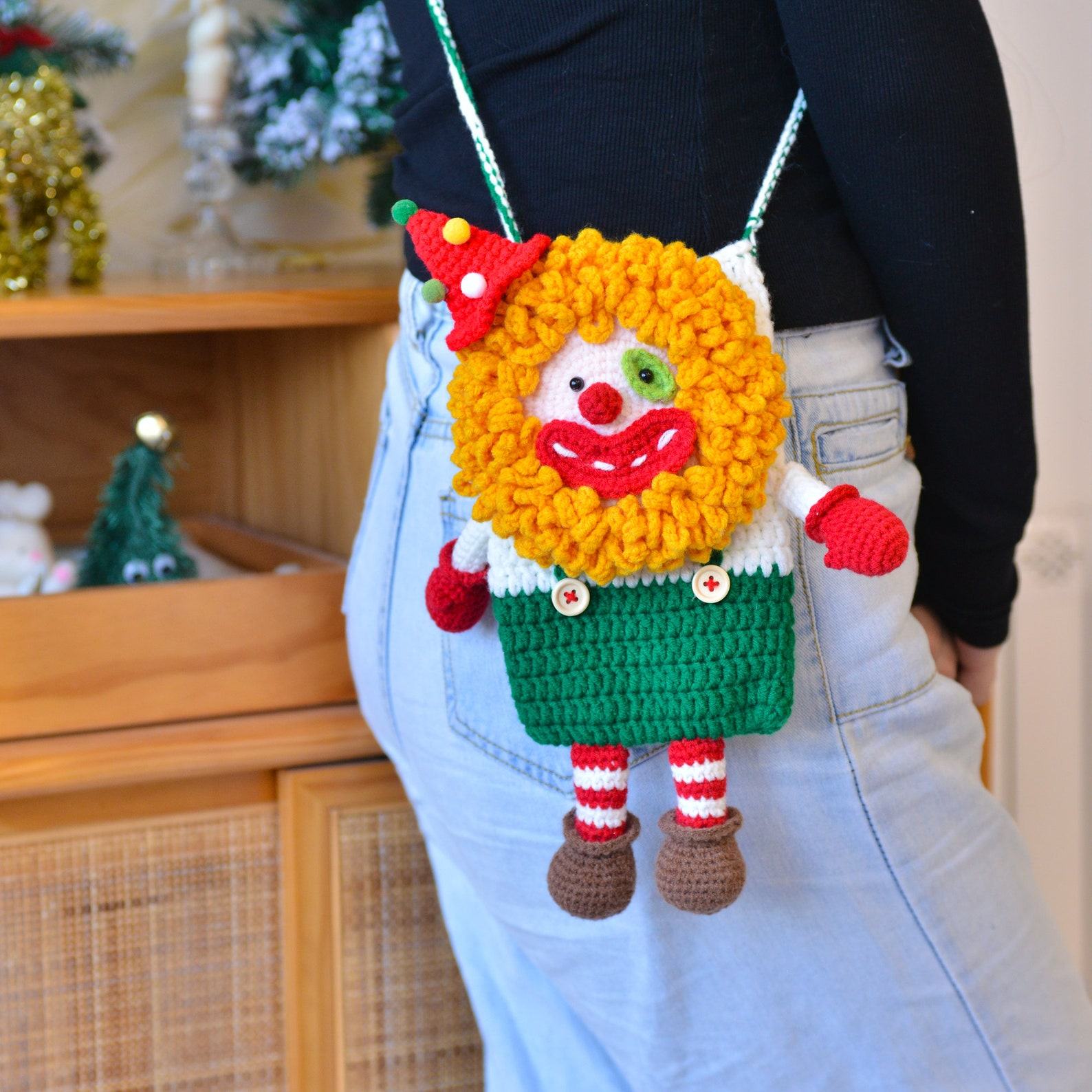 Handmade Crochet Clown Phone Bag A Quirky and Unique Item for Her