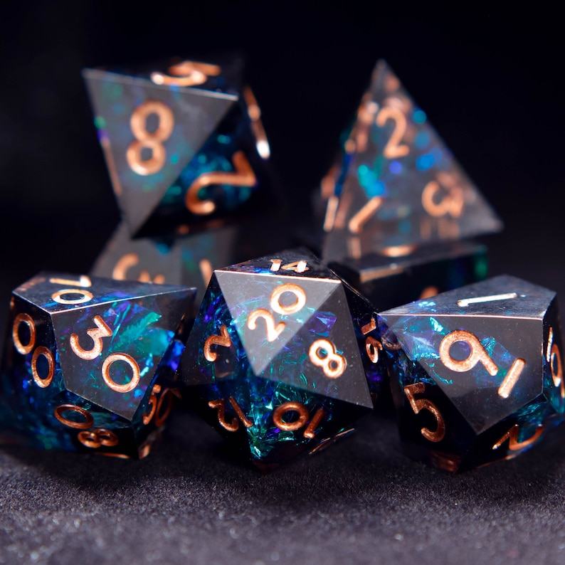 Handmade DND Resin Sharp Edge Dice Set Unleash the Lightning’s Fury