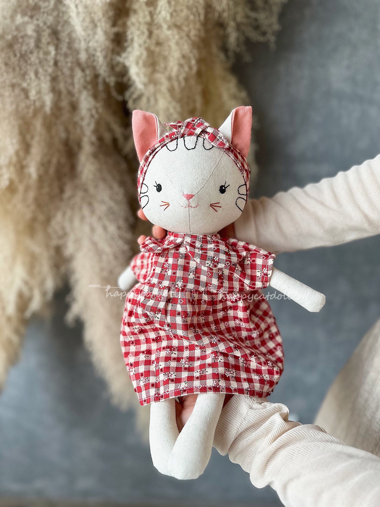 Handmade Heirloom Cat Doll A Cherished Companion for Little Ones - Image 3
