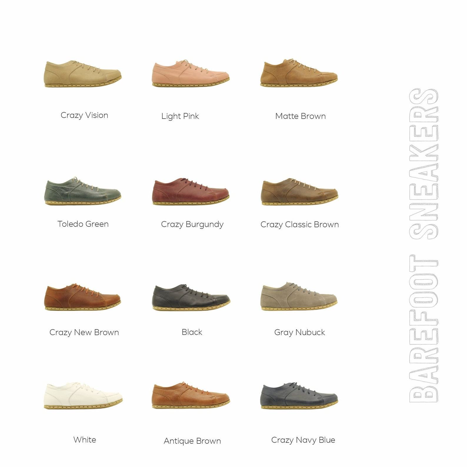 Handmade Leather Barefoot Sneakers  Navy Copper Rivet Earth Runners for Men