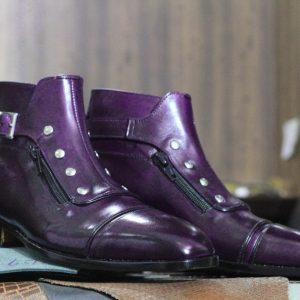 Handmade Leather Boots  Red Dress Boots, Button & Zipper Ankle Boots – Goodyear Welted