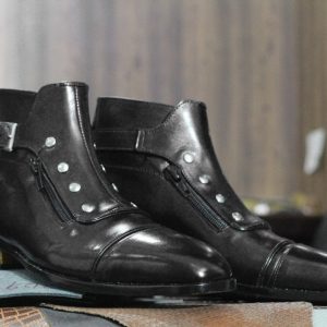 Handmade Leather Boots  Red Dress Boots, Button & Zipper Ankle Boots – Goodyear Welted