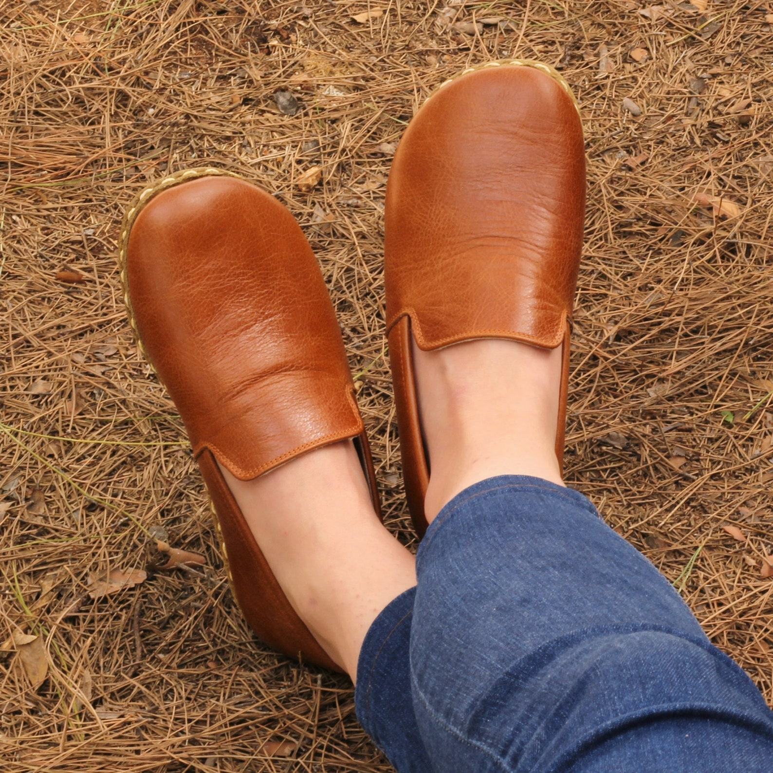 Handmade Leather Earthing Shoes Women – Antique Brown Grounding Barefoot Shoes