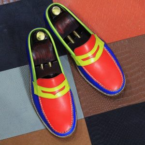 Handmade Leather Penny Loafers  Goodyear Welted, Multi-Color Men’s Shoes