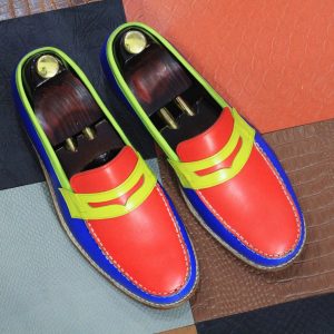 Handmade Leather Penny Loafers  Goodyear Welted, Multi-Color Men’s Shoes