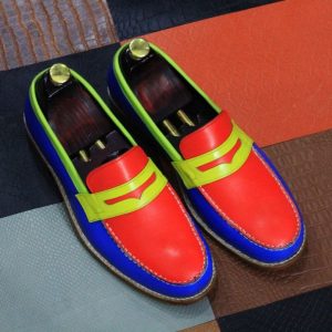 Handmade Leather Penny Loafers  Goodyear Welted, Multi-Color Men’s Shoes