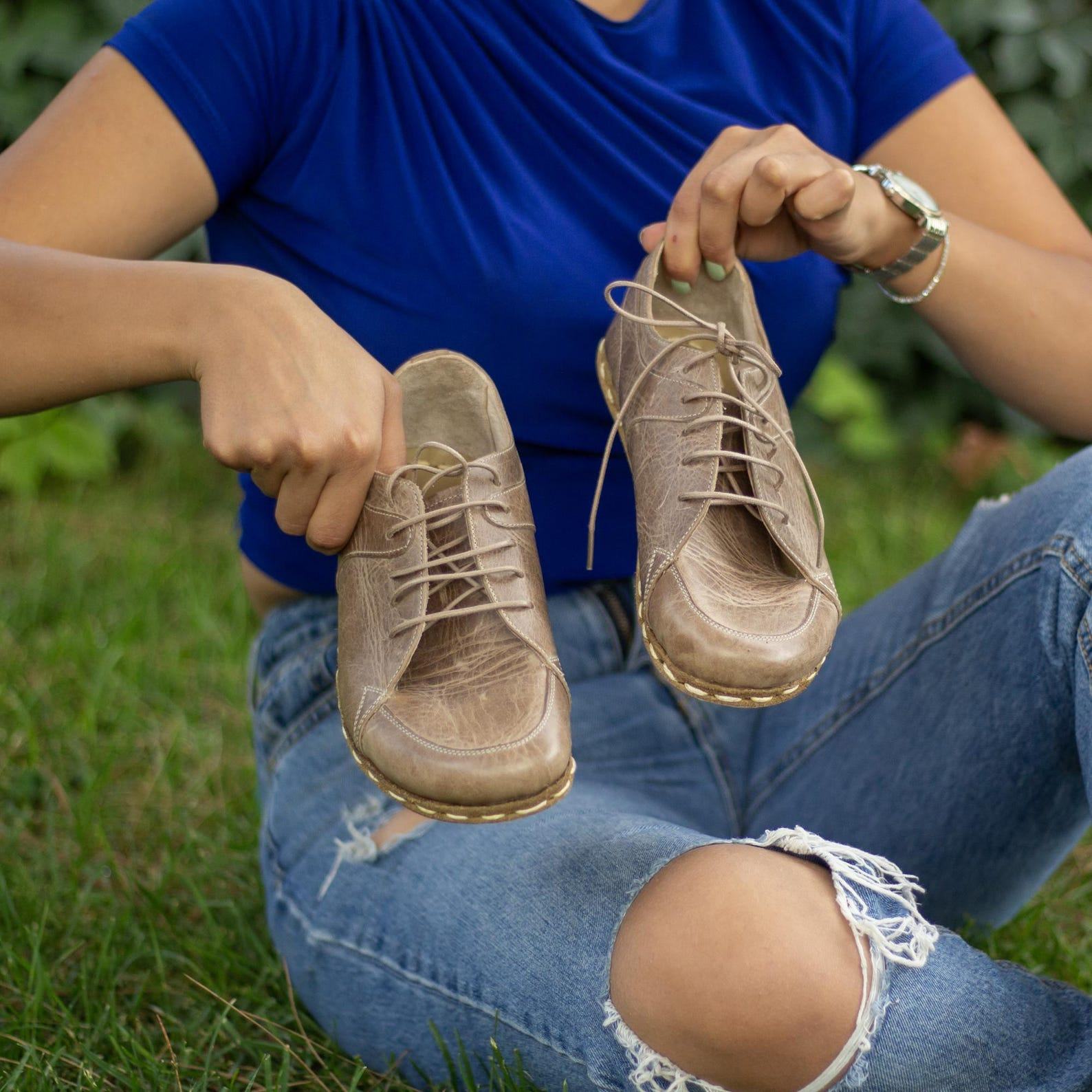 Handmade Leather Sneakers for Women  Barefoot Casual Shoes | Crazy Vision