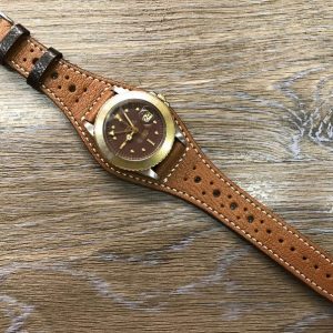 Handmade Leather Watch Band Elevate Your Timepiece with a Brogue Patterned Cuff