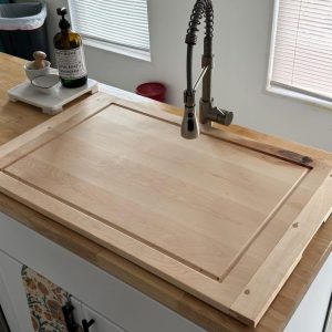 Handmade Maple Walnut Sink Cover – Farmhouse Cutting Board –