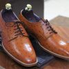 Handmade Ostrich Texture Derby Shoes – Men’s Stylish Lace-Up Leather Casual Outfit