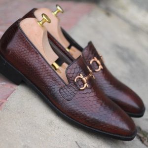 Handmade Python Loafers  Men’s Exotic Skin Slip-Ons for Office & Dress