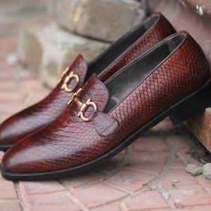 Handmade Python Loafers  Men’s Exotic Skin Slip-Ons for Office & Dress