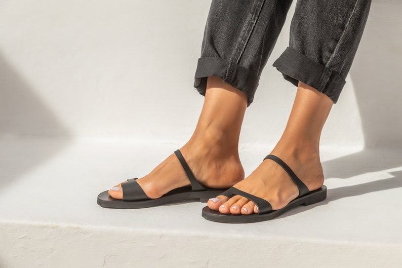 Handmade SELENE Unique Greek Women’s Flat Leather Sandals for Spring and Summer