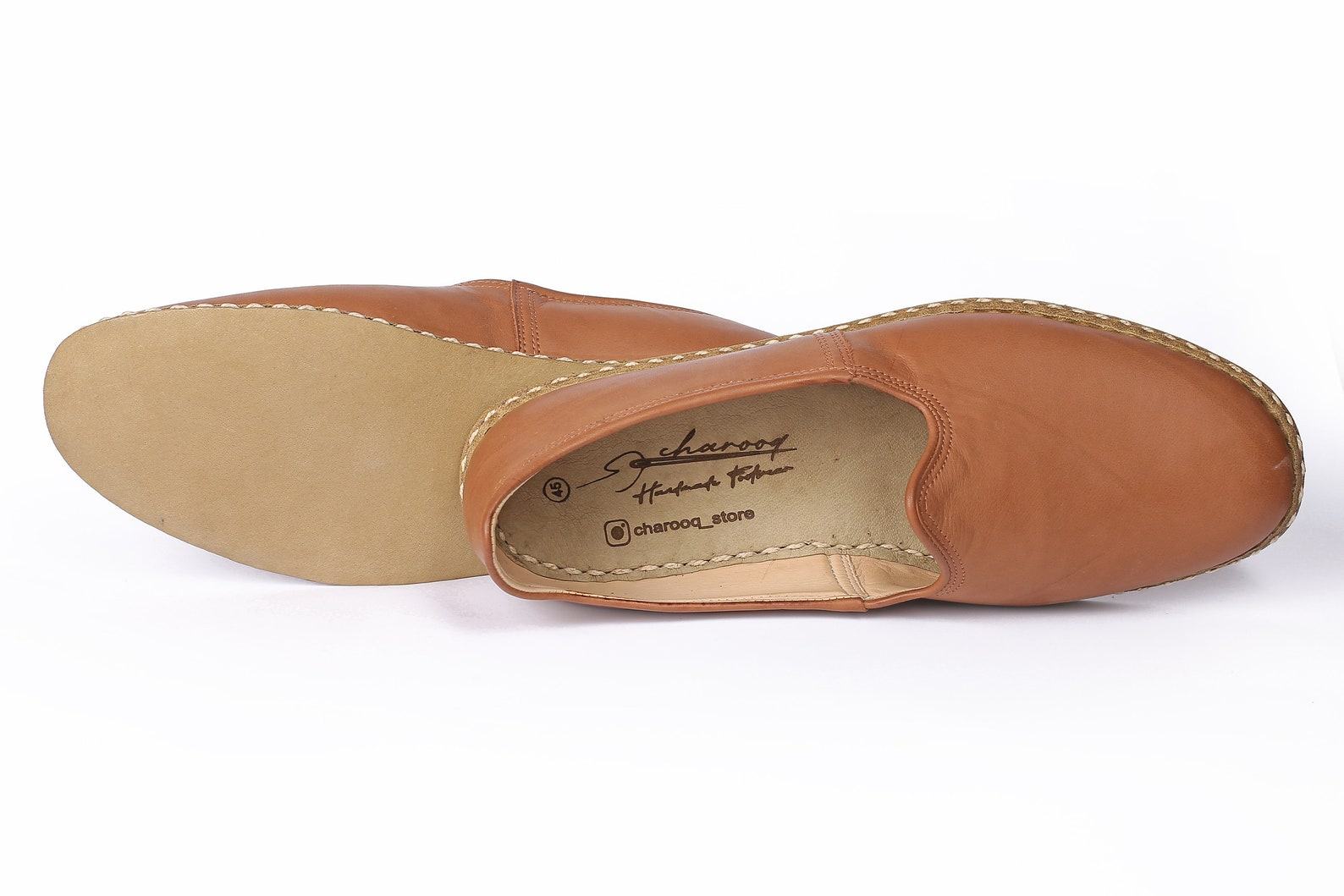 Handmade Tan Leather House Shoes Comfort and Style for Your Feet - Image 3