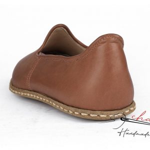 Handmade Tan Leather House Shoes Comfort and Style for Your Feet
