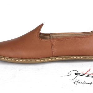 Handmade Tan Leather House Shoes Comfort and Style for Your Feet