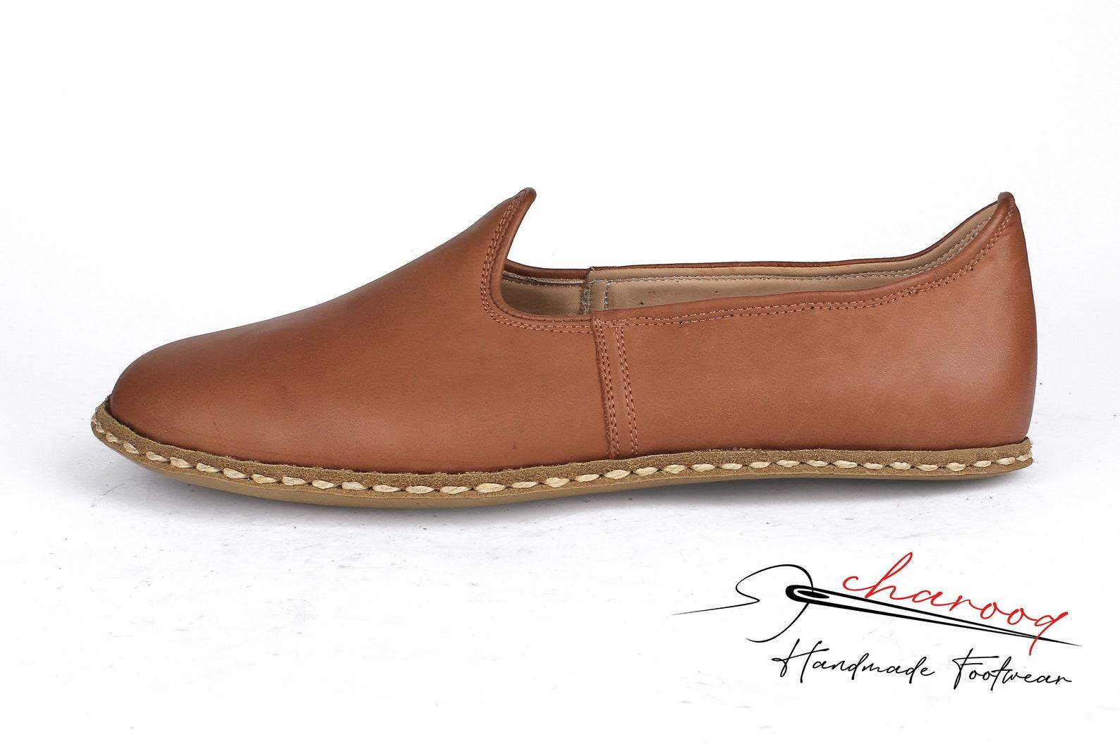 Handmade Tan Leather House Shoes Comfort and Style for Your Feet - Image 4