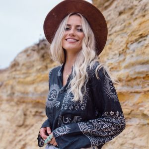 Handmade Vintage Om Shirt Unique Hand Block Printed Boho Tunic for Festivals