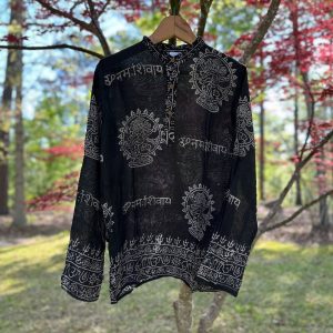 Handmade Vintage Om Shirt Unique Hand Block Printed Boho Tunic for Festivals