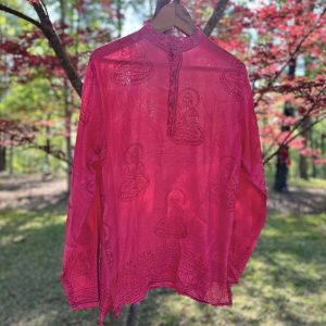 Handmade Vintage Om Shirt Unique Hand Block Printed Boho Tunic for Festivals