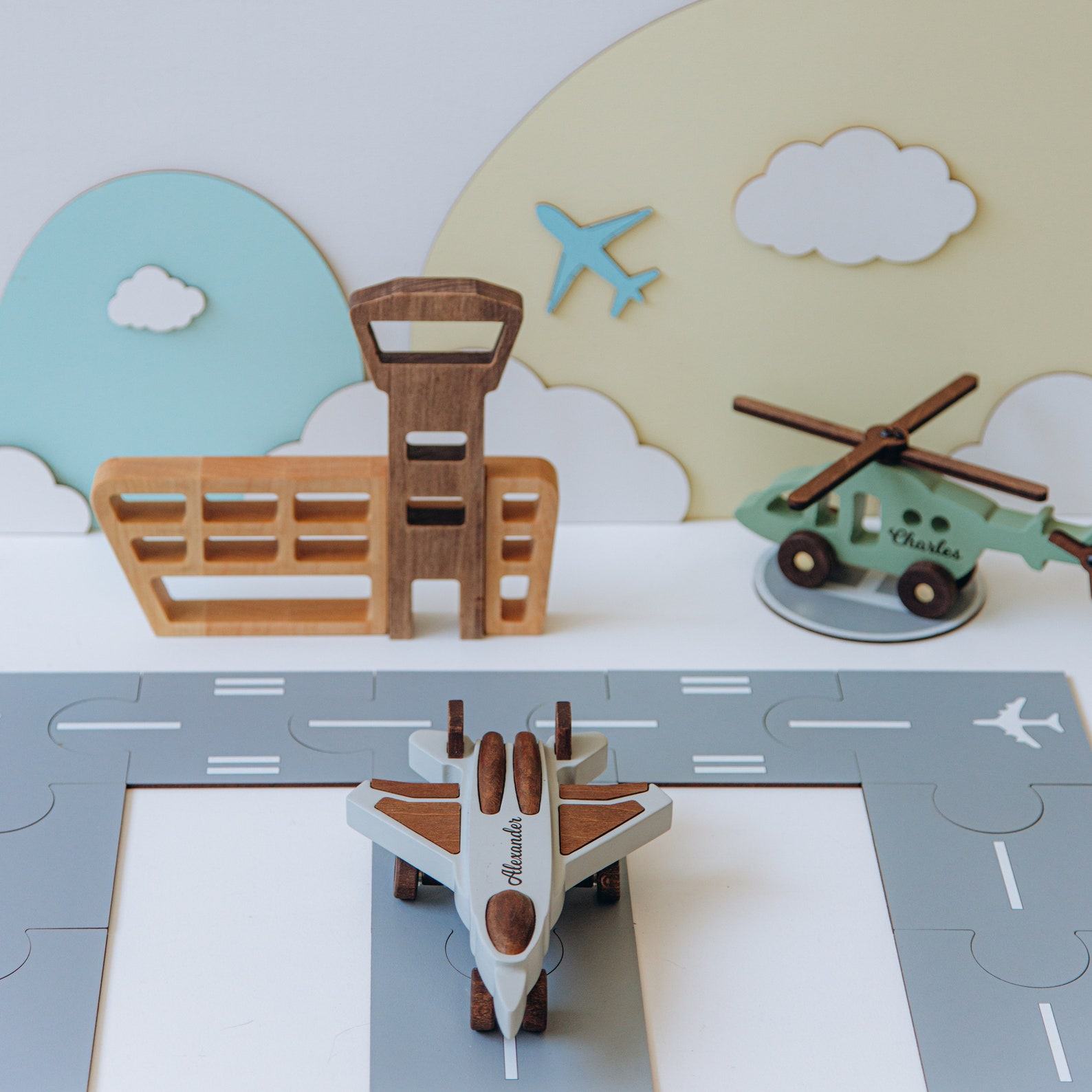 Handmade Wooden Airplane Toy for Toddlers 3+ – Eco-Friendly Sensory Play & Nursery Decor