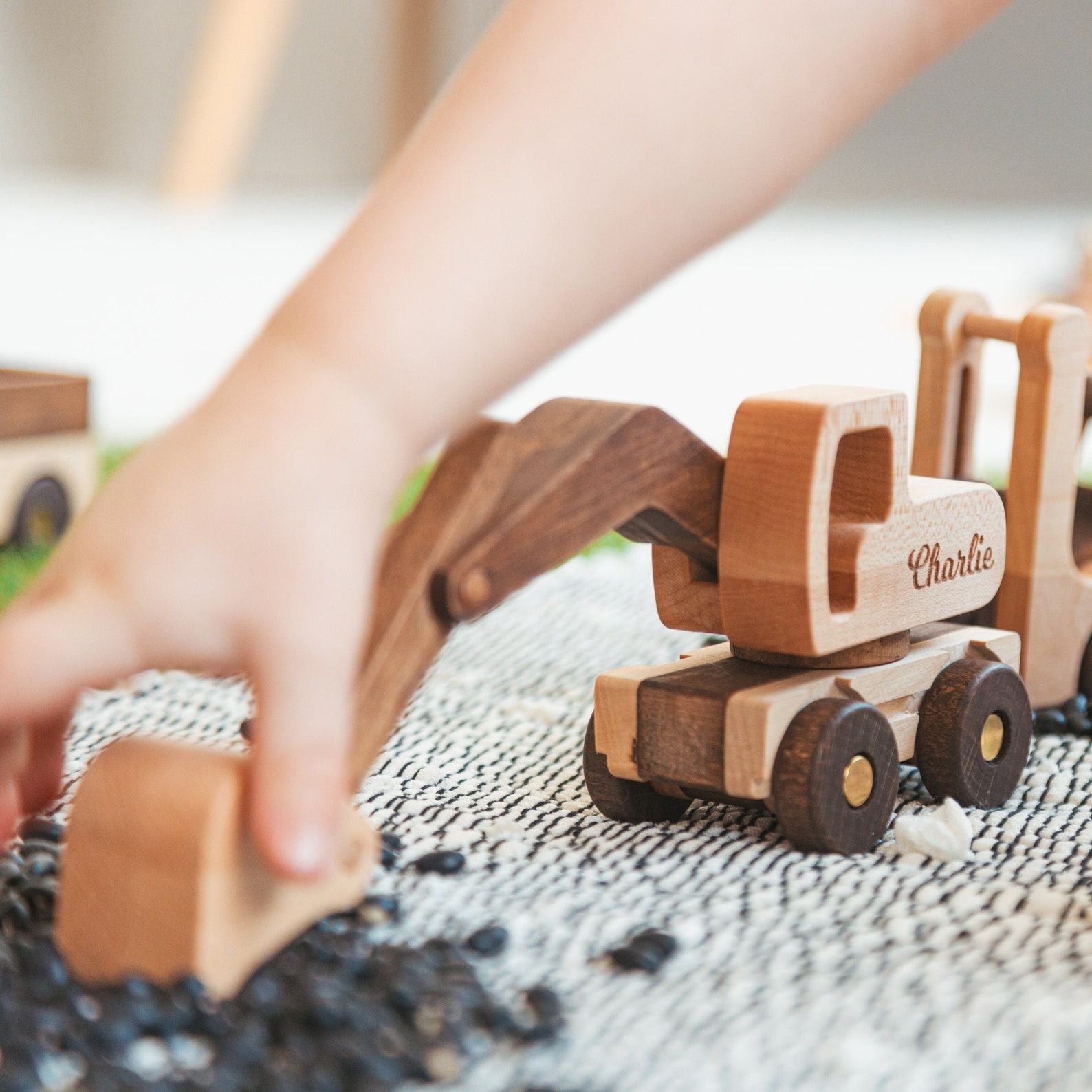 Handmade Wooden Dump Truck Toy – Eco-Friendly Present for Kids Construction Play